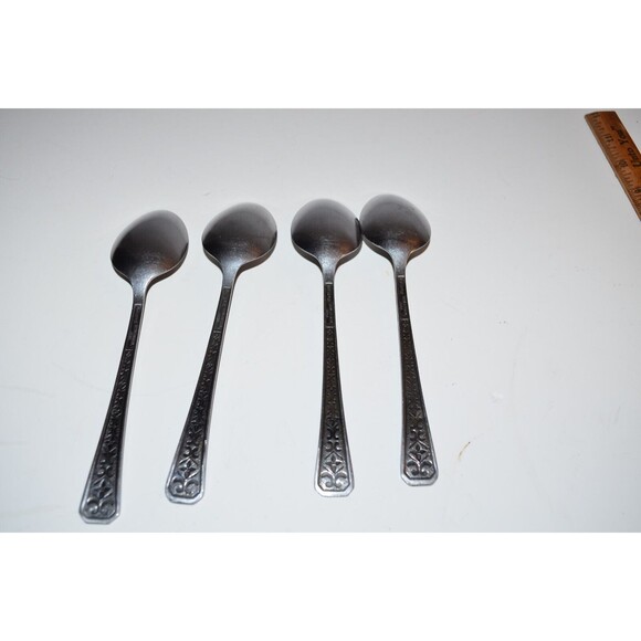 Interpur Stainless Flatware Japan FLORENZ 4 petal pattern Place Oval Soup spoons - Picture 4 of 6